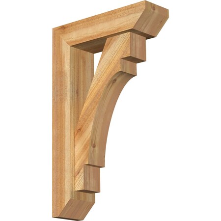 Ekena Millwork Merced Slat Rough Sawn Bracket w/ Offset Brace, Western Red Cedar, 6"W x 20"D x 32"H BKT0604X20X32MRC06RWR